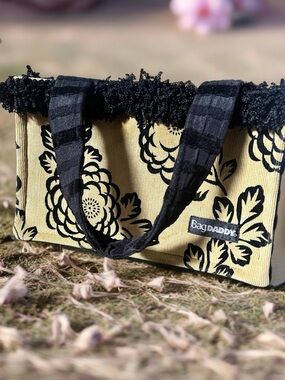 Bagdaddy Yellow Floral Tote with Black Handles